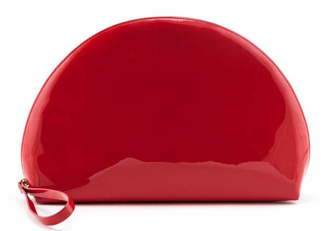 Authentic Mansur Gavriel Red Patent Leather Moon Clutch for sale