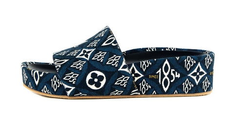 Louis Vuitton Blue Since 1854 Jumbo Flatform Mules