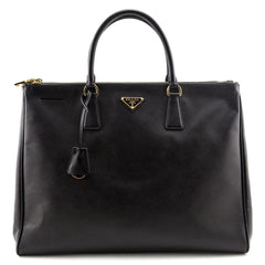 Prada Black Saffiano Lux Galleria Large Double Zip Tote Bag