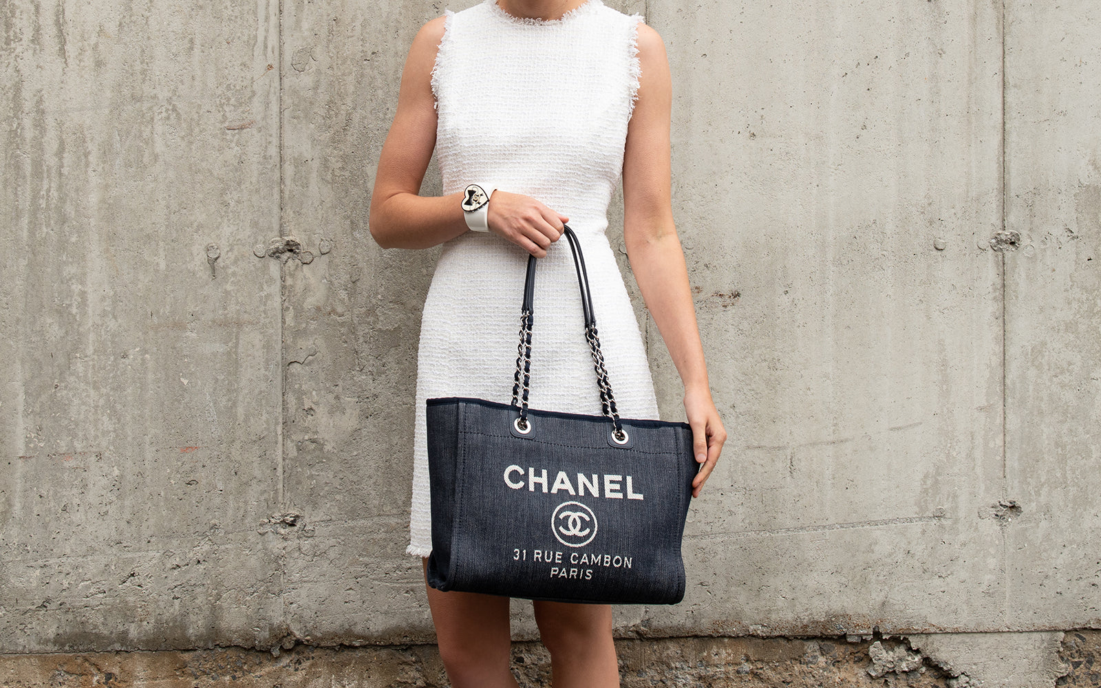 CHANEL, Bags, Chanel 223 Small Deauville Navy Blue Canvas Gst Chanel 3 Rue  Cambon Paris