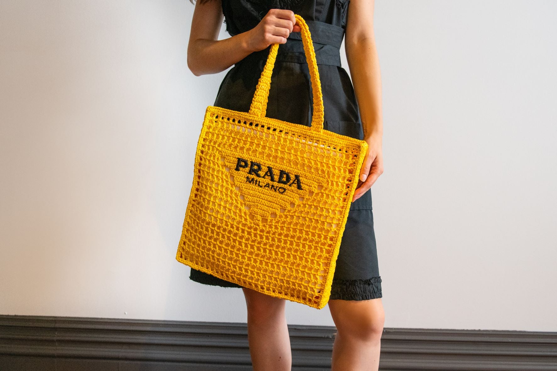 Discover the Prada Giallo Raffia Shopping Tote 