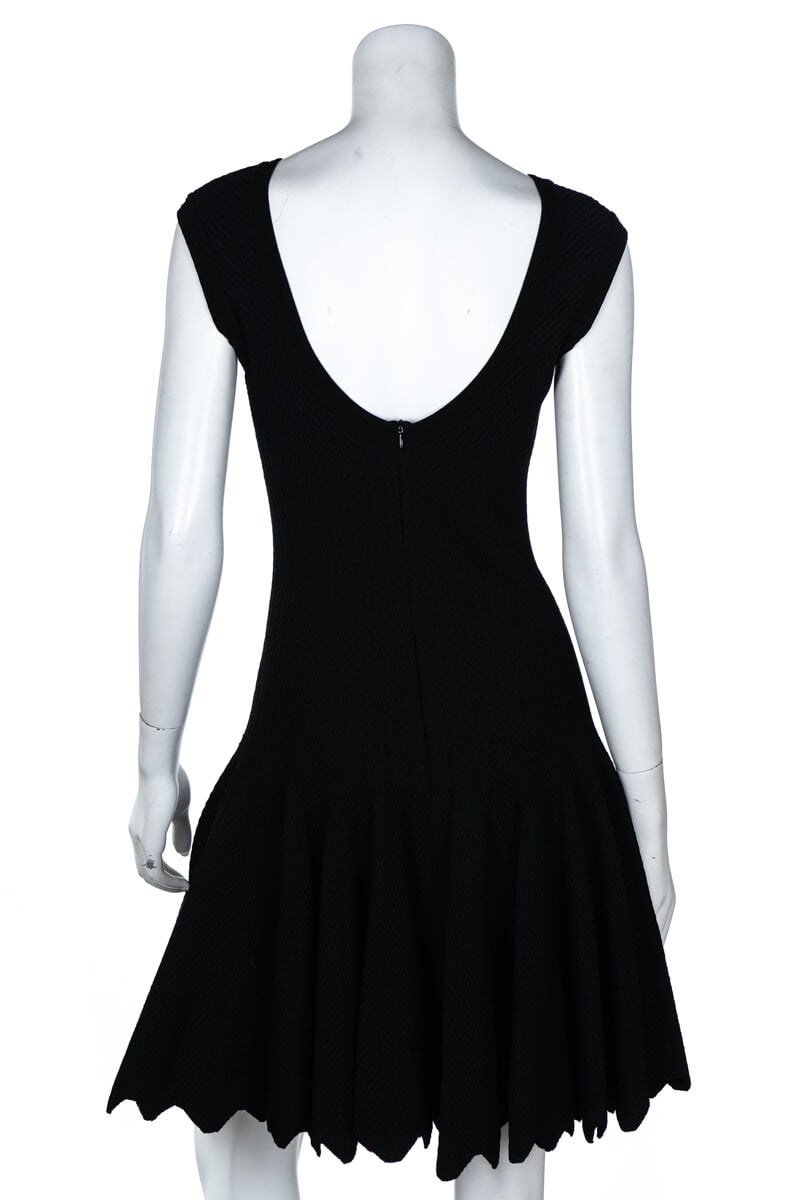 Alaia Black Knit Ribbed Fit And Flare Dress Buy Preloved Dresses