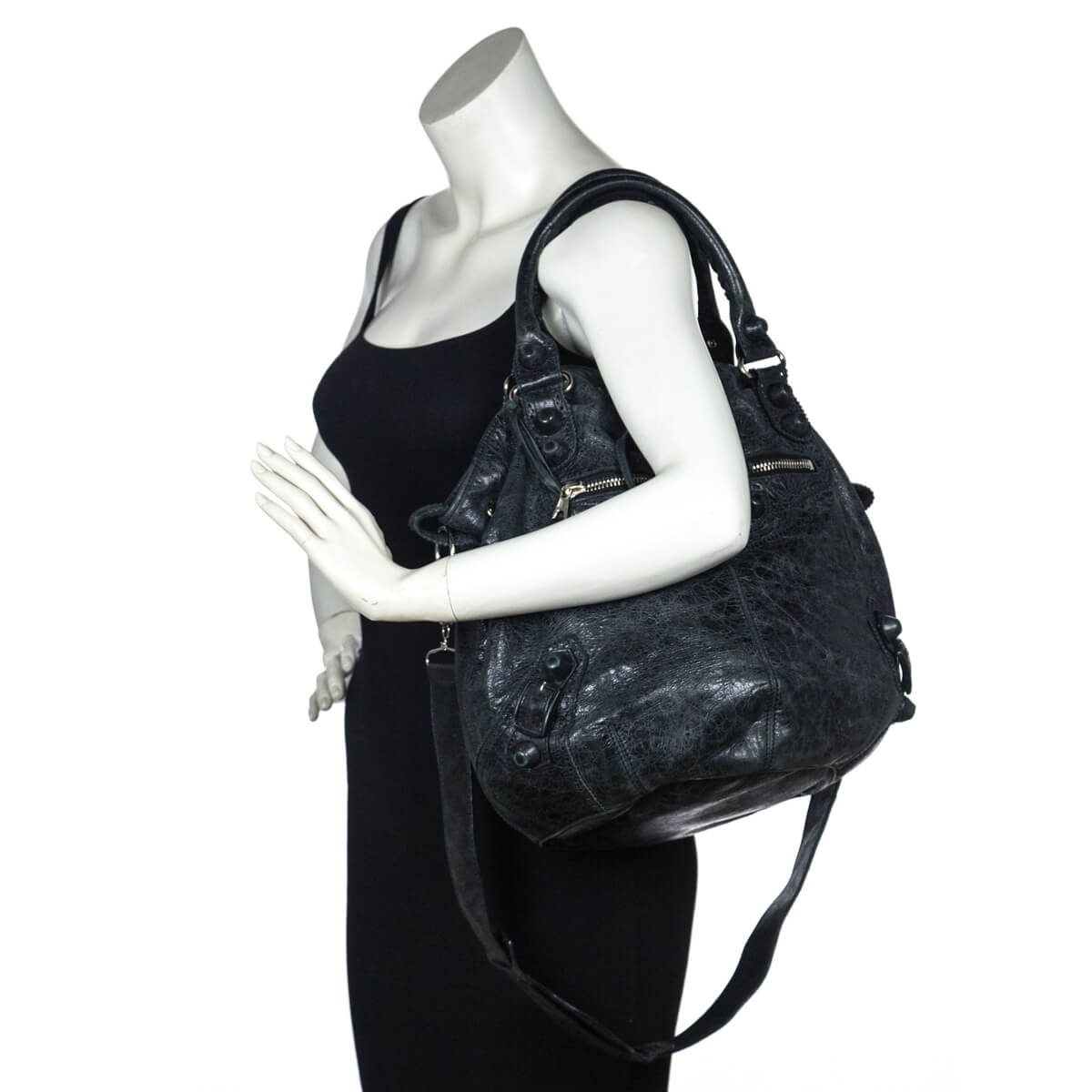 Balenciaga Black Giant 12 Mini Pompon Shoulder Bag