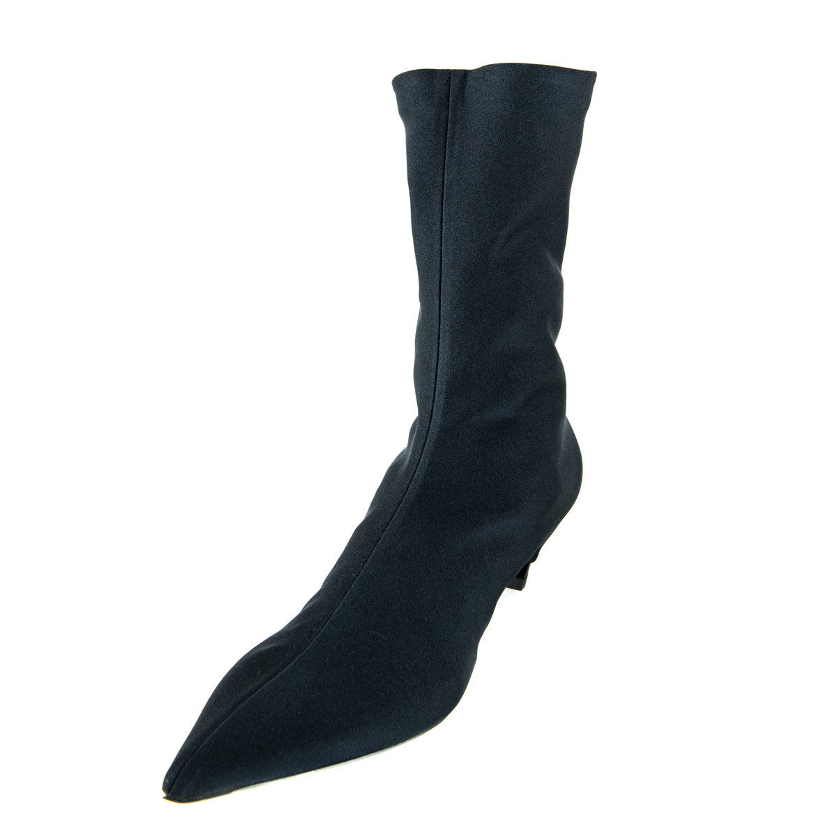 black sock stretch kitten heel ankle boots
