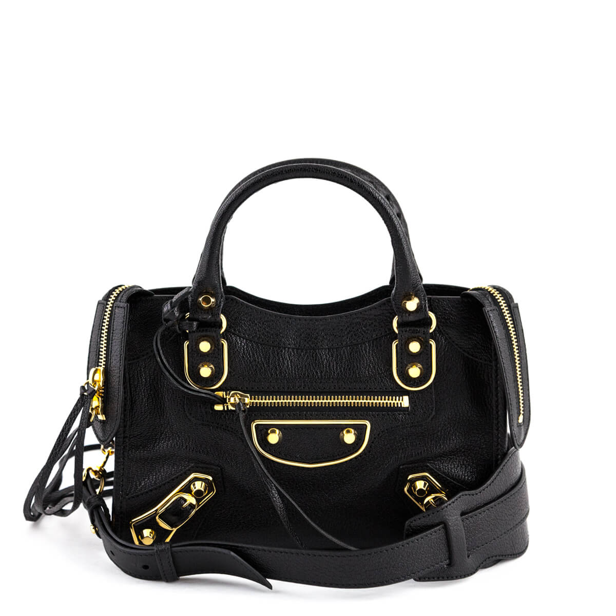 balenciaga mini city bag black gold