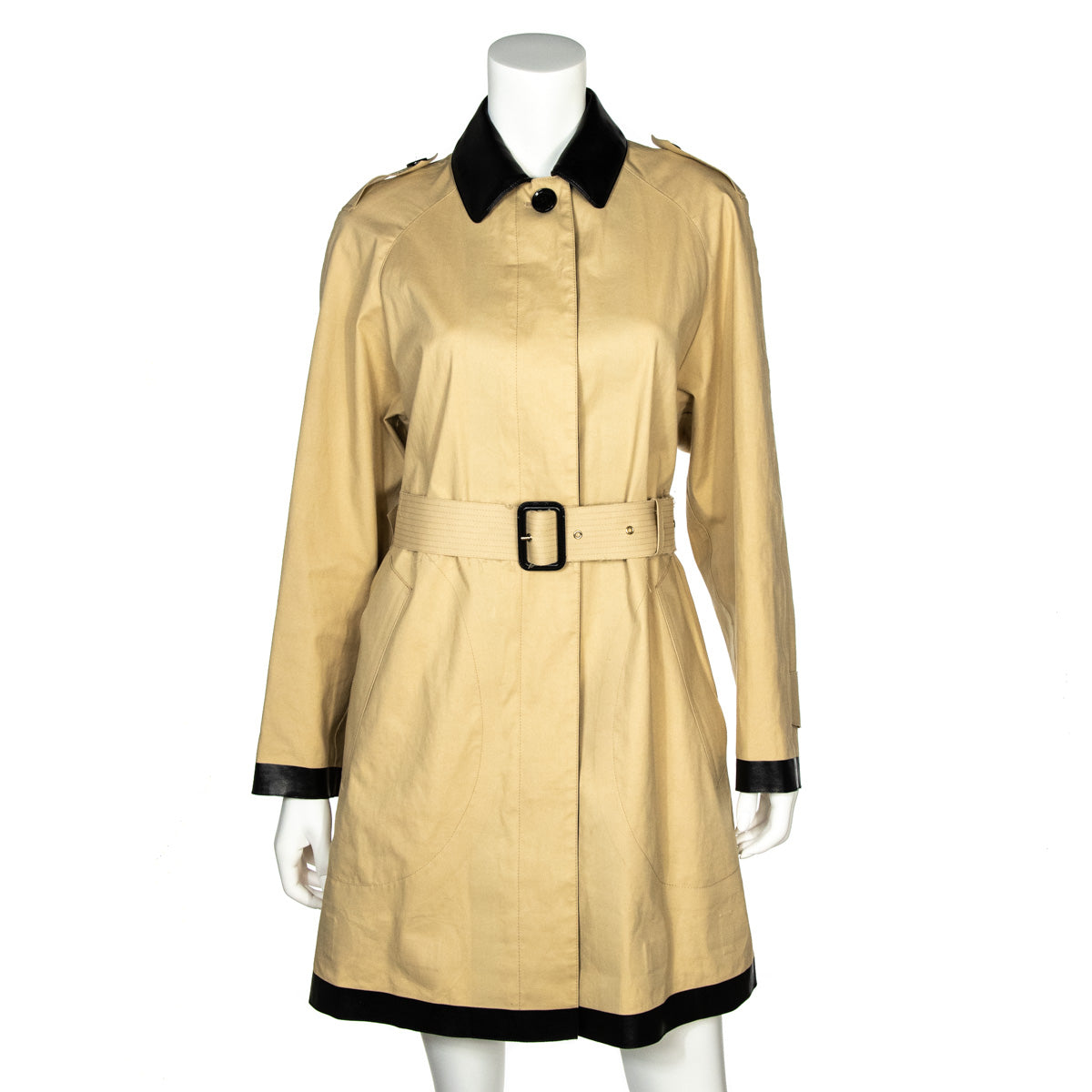 Burberry Beige Black Trim Single Breasted Trench Coat Burberry Ca