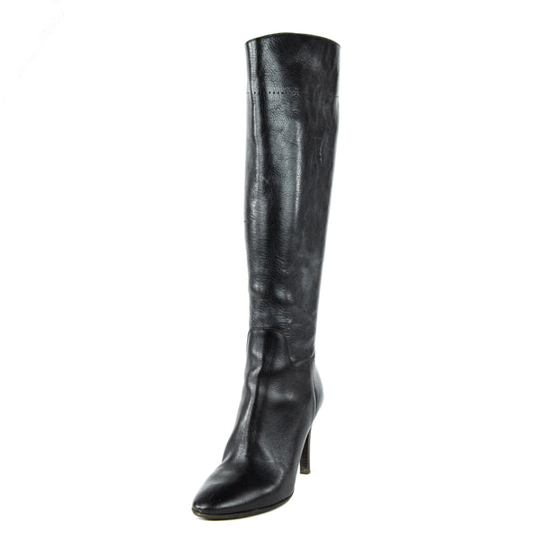 Burberry Black Leather Knee-High Stiletto Boots - Online Consignment