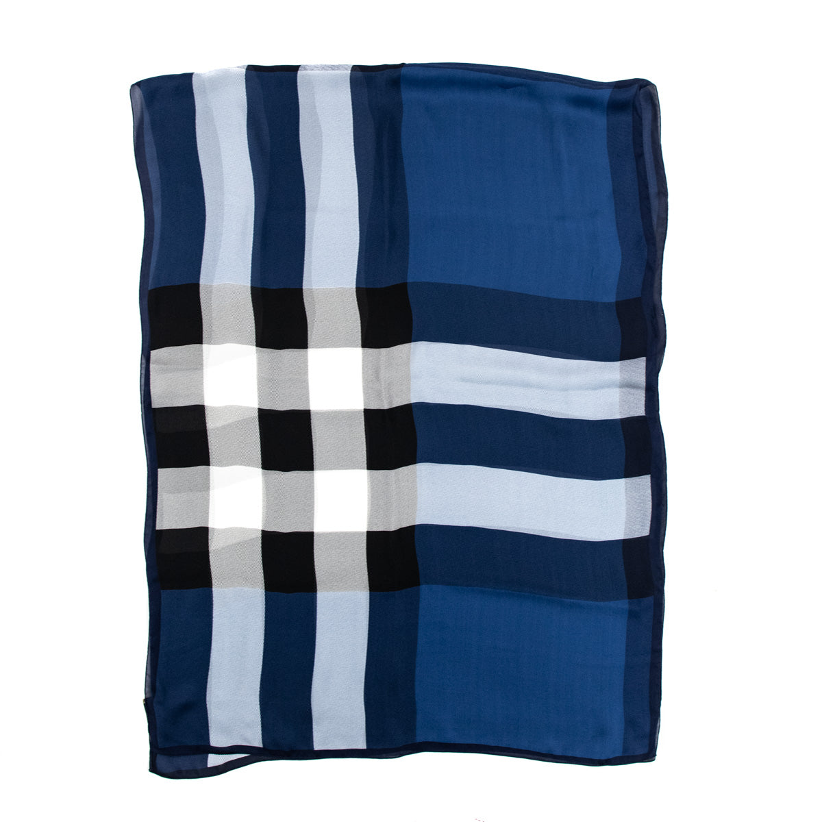 Burberry Blue Silk Check Scarf - Shop Preowned Burberry Scarves Canada