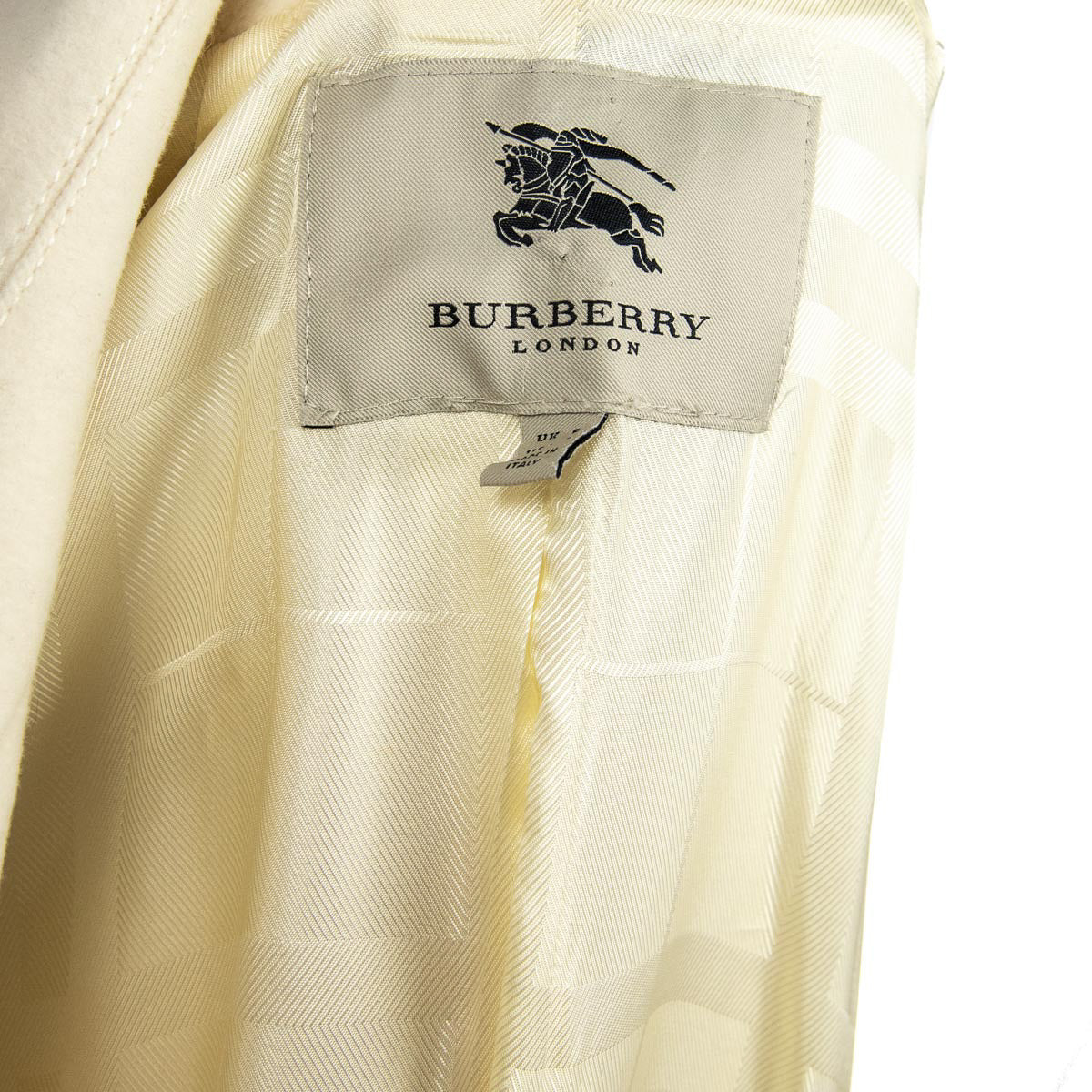 Burberry Ivory Wool Double Breasted Belted Coat - Burberry CA