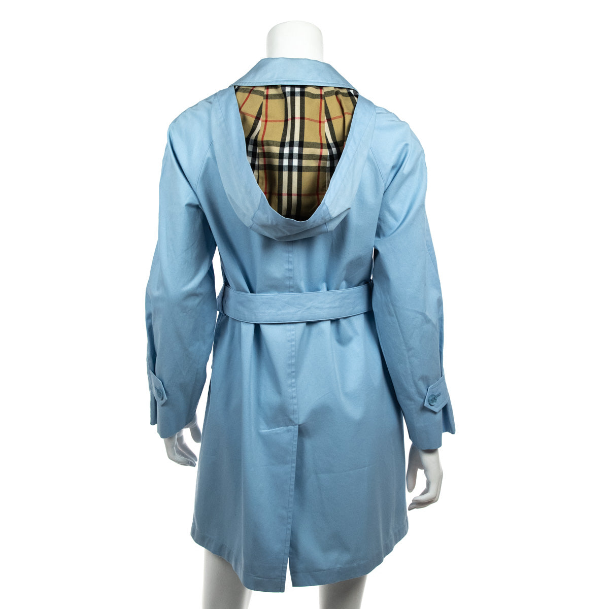 Burberry London Light Blue Hooded Trench Coat - Consign Burberry CA