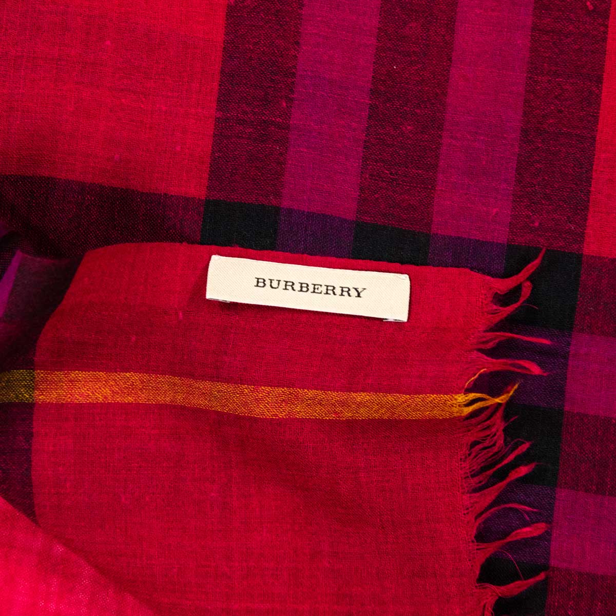 Burberry Pink & Orange Check Oblong Scarf - Authentic Designer Scarf