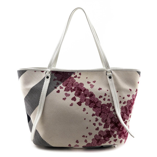 Burberry White Canvas Confetti Heart Medium Cantley Tote