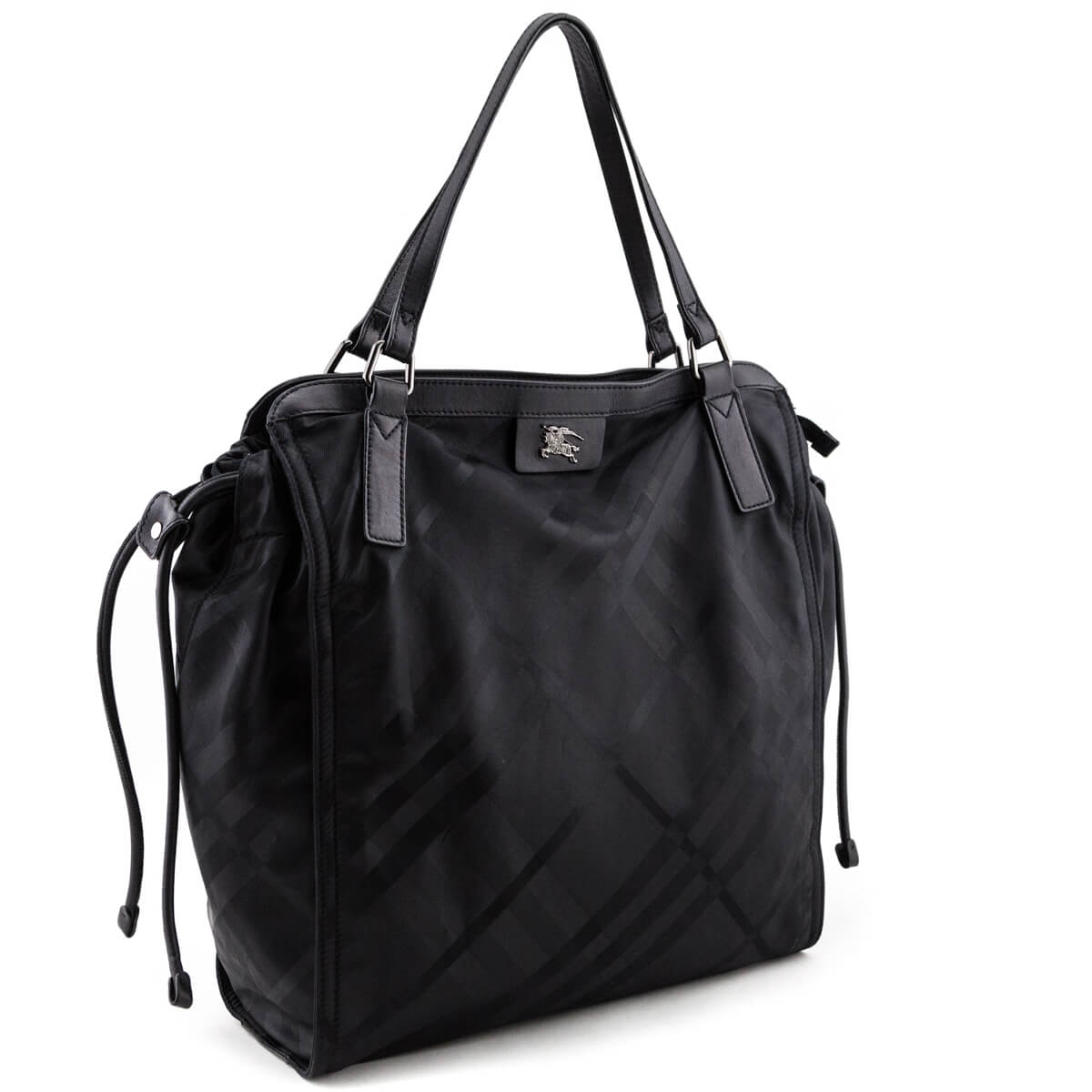 Burberry Black Nova Check Nylon Leather-Trim Buckleigh Tote