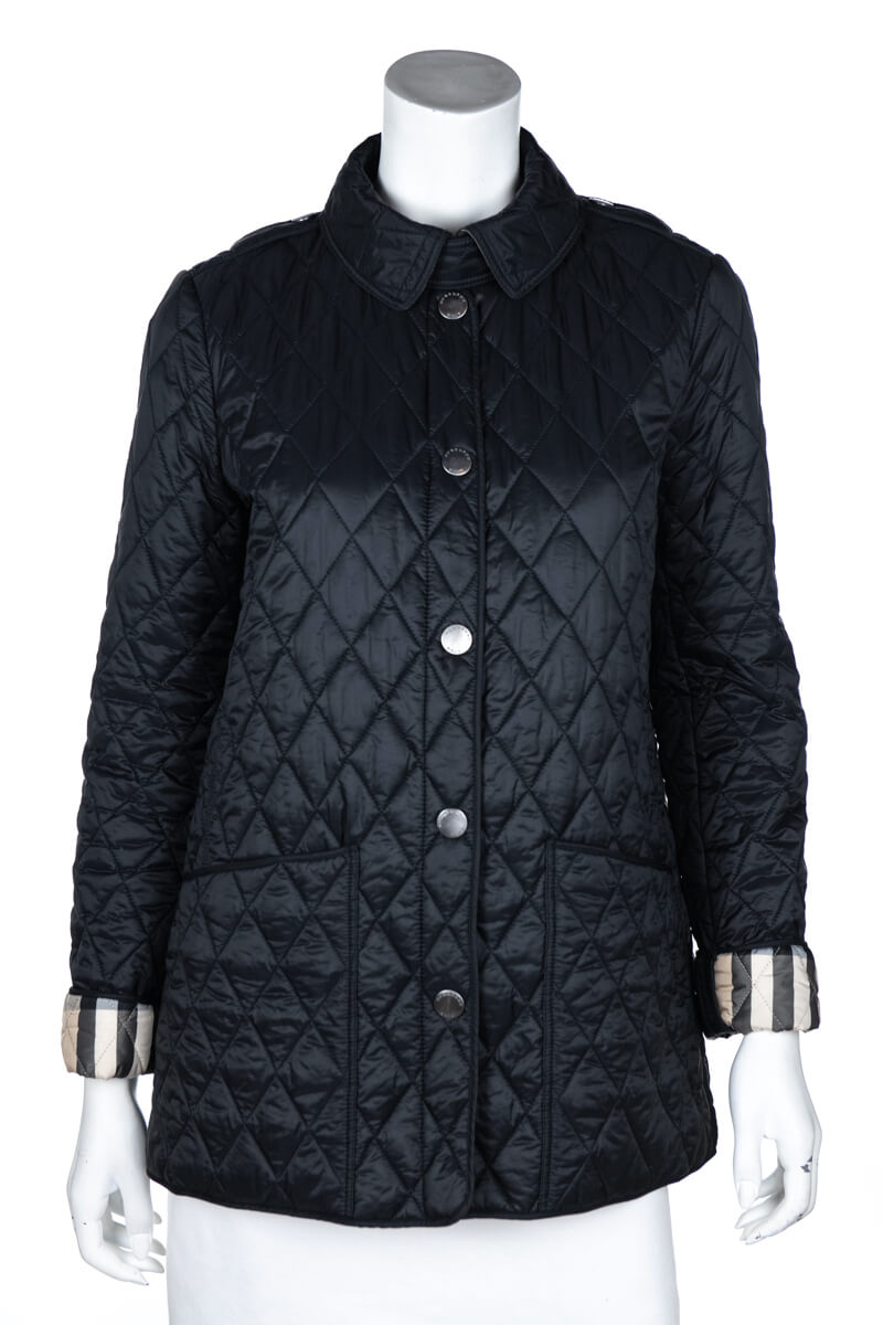 burberry black quilted coat