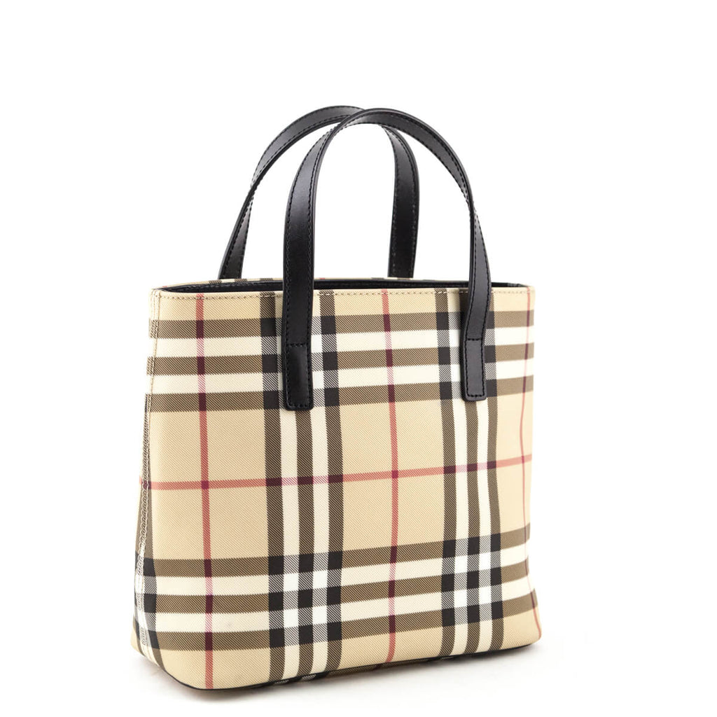 Burberry Nova Check Coated Canvas Small Tote Bag - Burberry Bags