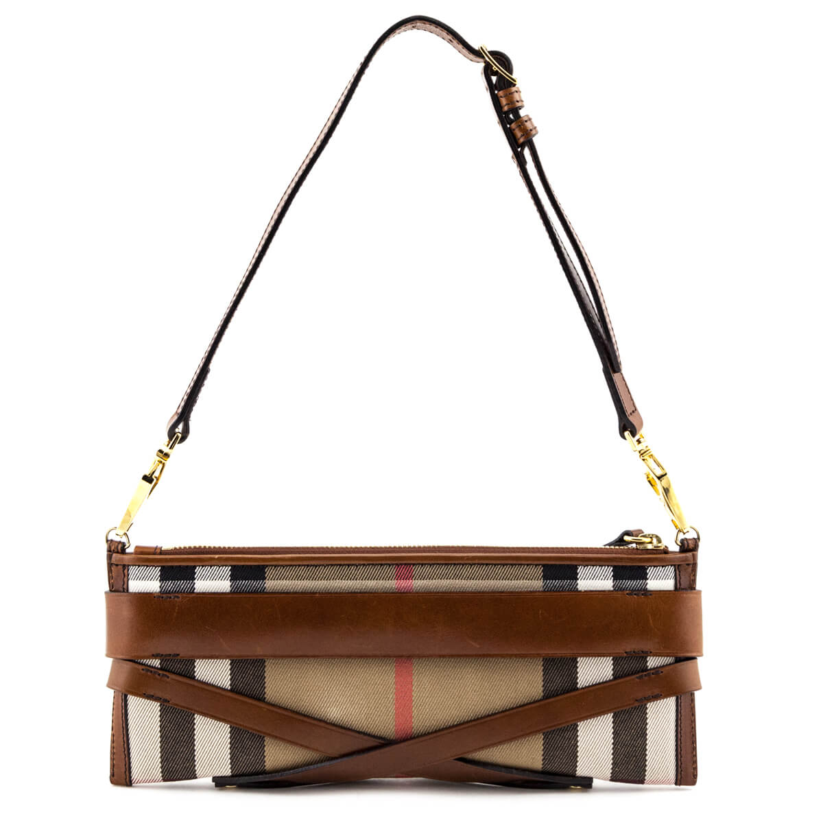 Burberry Tan House Check Bridle Mini Parmoor Convertible Clutch