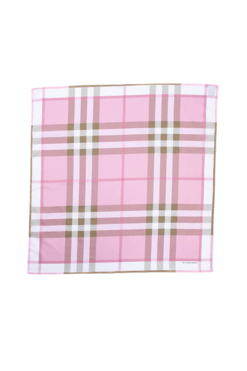 Burberry Pink Cotton Check Neck Scarf 