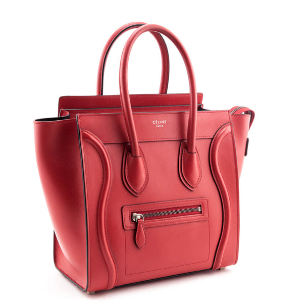 Celine Red Smooth Calfskin Micro Luggage Bag - Celine Handbags Canada