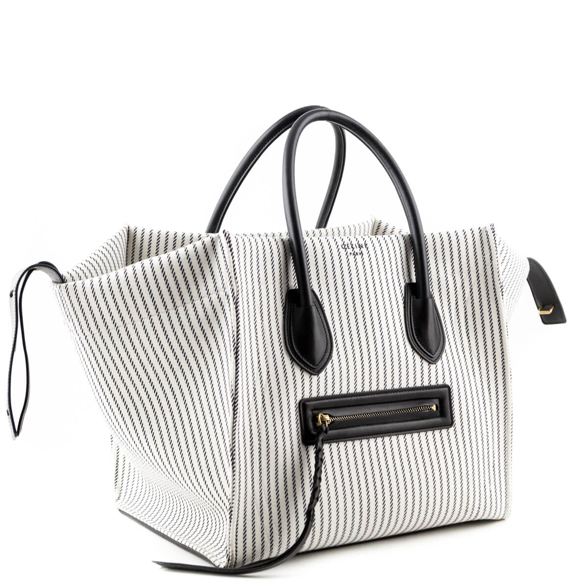 Celine Cotton Canvas Striped Medium Phantom Luggage Bag - Celine Bags