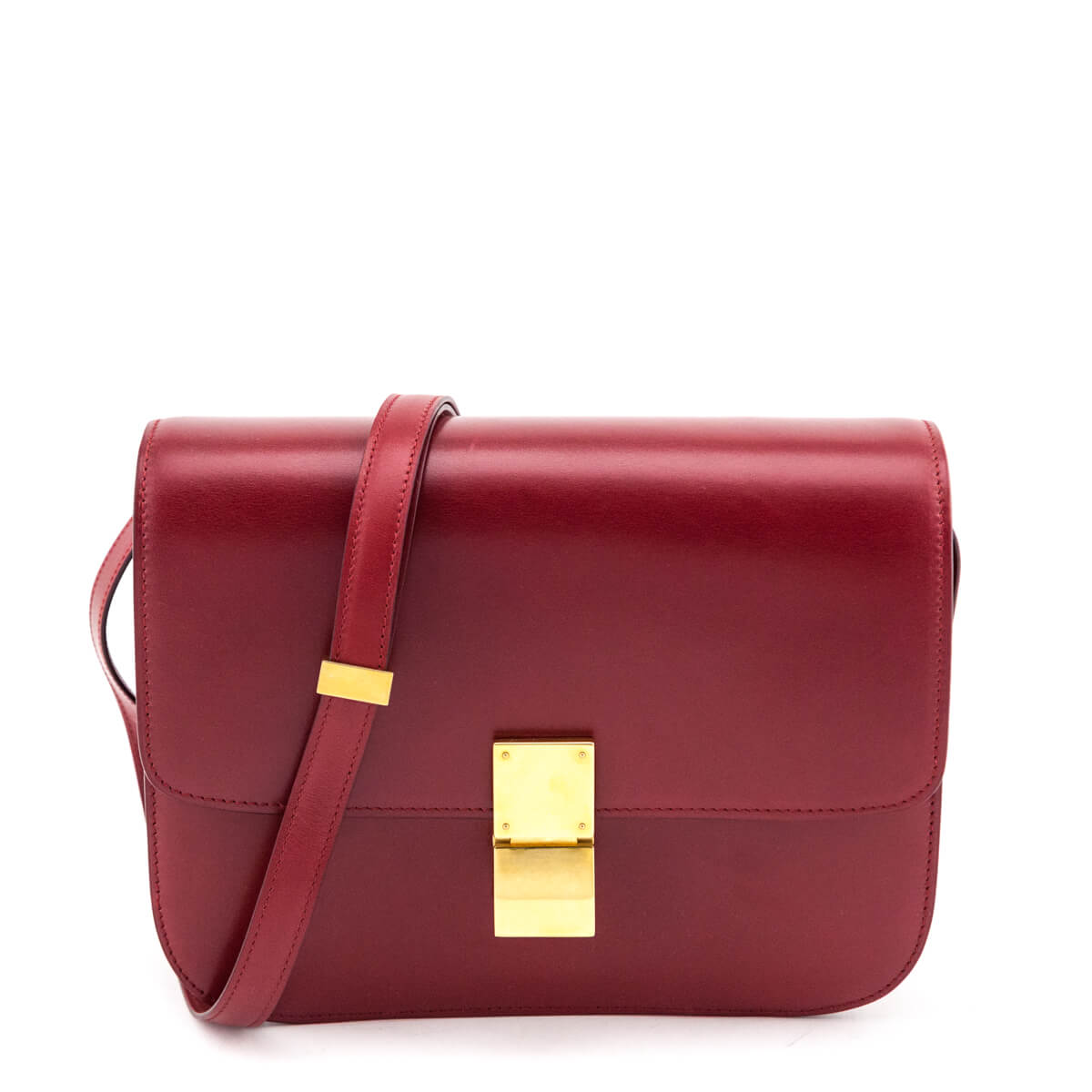Celine Red Calfskin Medium Classic Box Bag - Discover Preloved Celine
