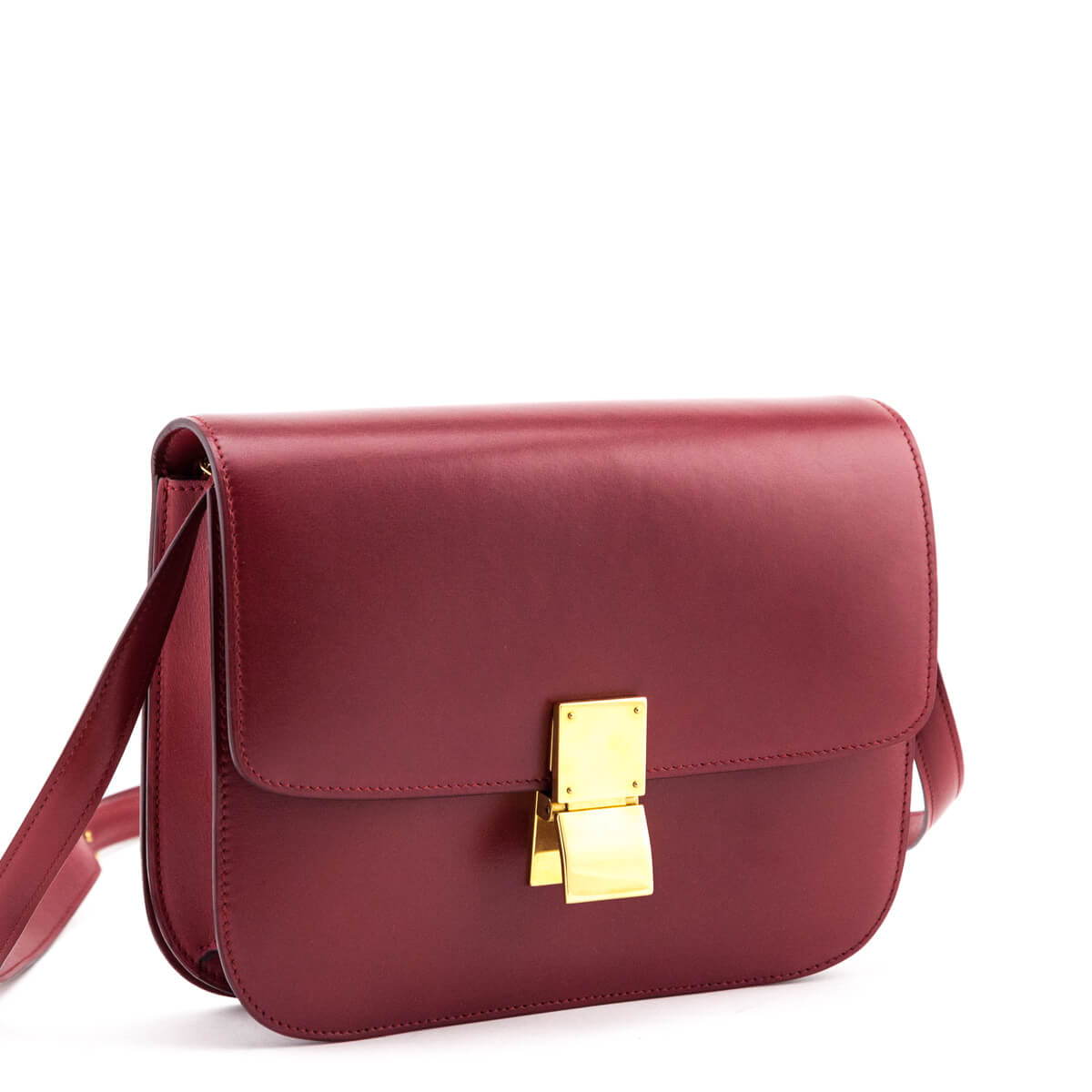 Celine Red Calfskin Medium Classic Box Bag - Discover Preloved Celine