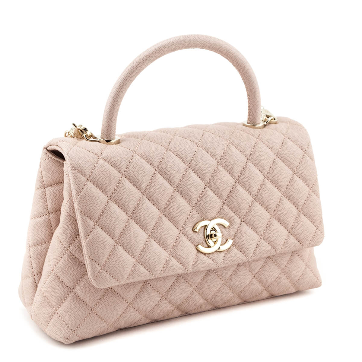 Chanel Beige Quilted Caviar Medium Coco Top Handle GHW - Chanel Canada