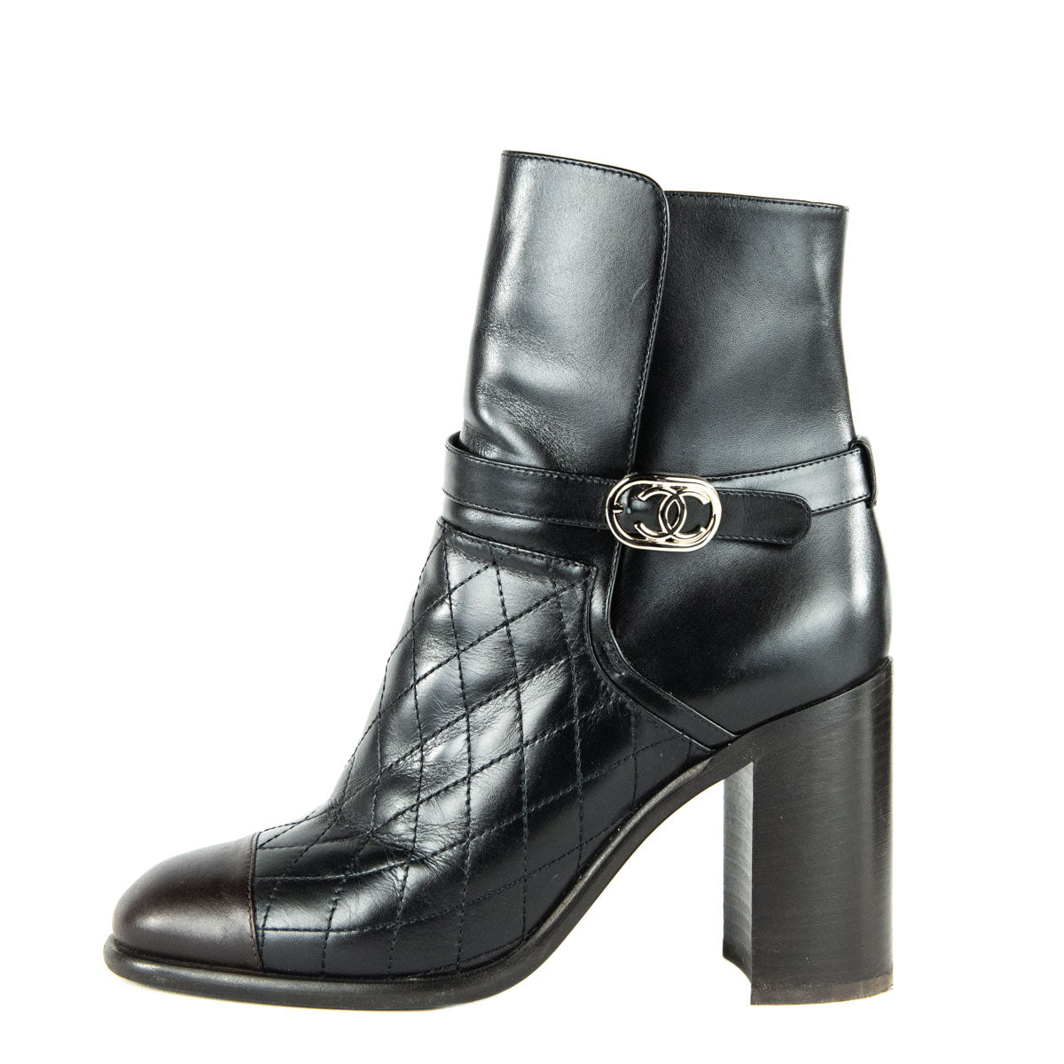 Chanel Black Quilted Leather CC Ankle Boots - Chanel Footwear Canada