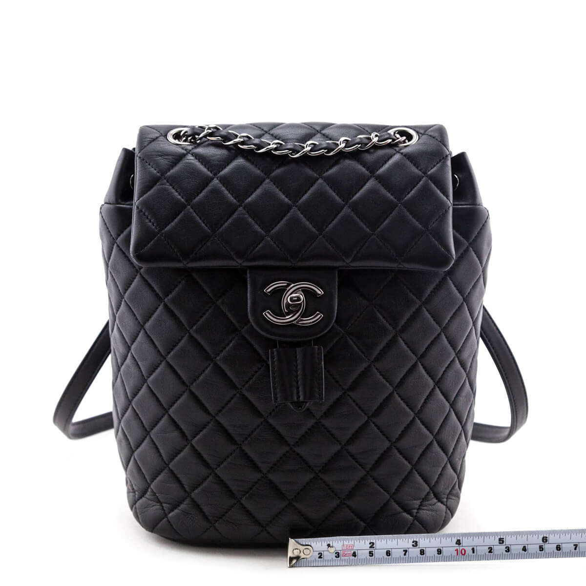 chanel black quilted backpack