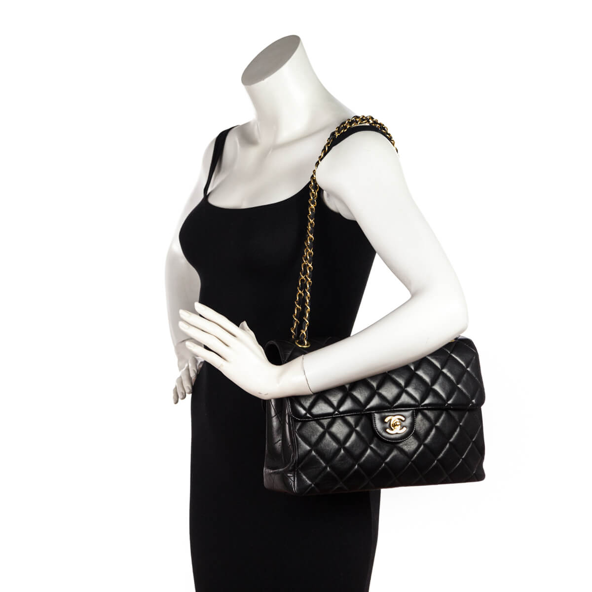 CHANEL Classic Vintage Black Lambskin Duo CC 24K Gold Medium 10 Double Flap  Bag  My Dreamz Closet