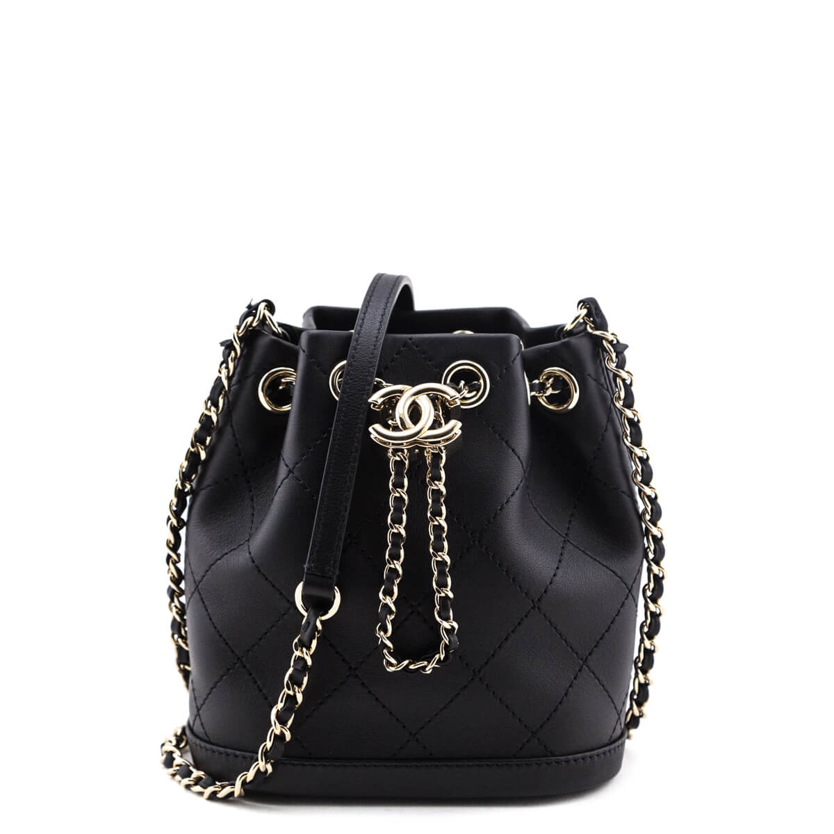 Chanel Black Quilted Caviar Micro Drawstring Bucket Bag With Chain Gold  Hardware 2021 Available For Immediate Sale At Sothebys