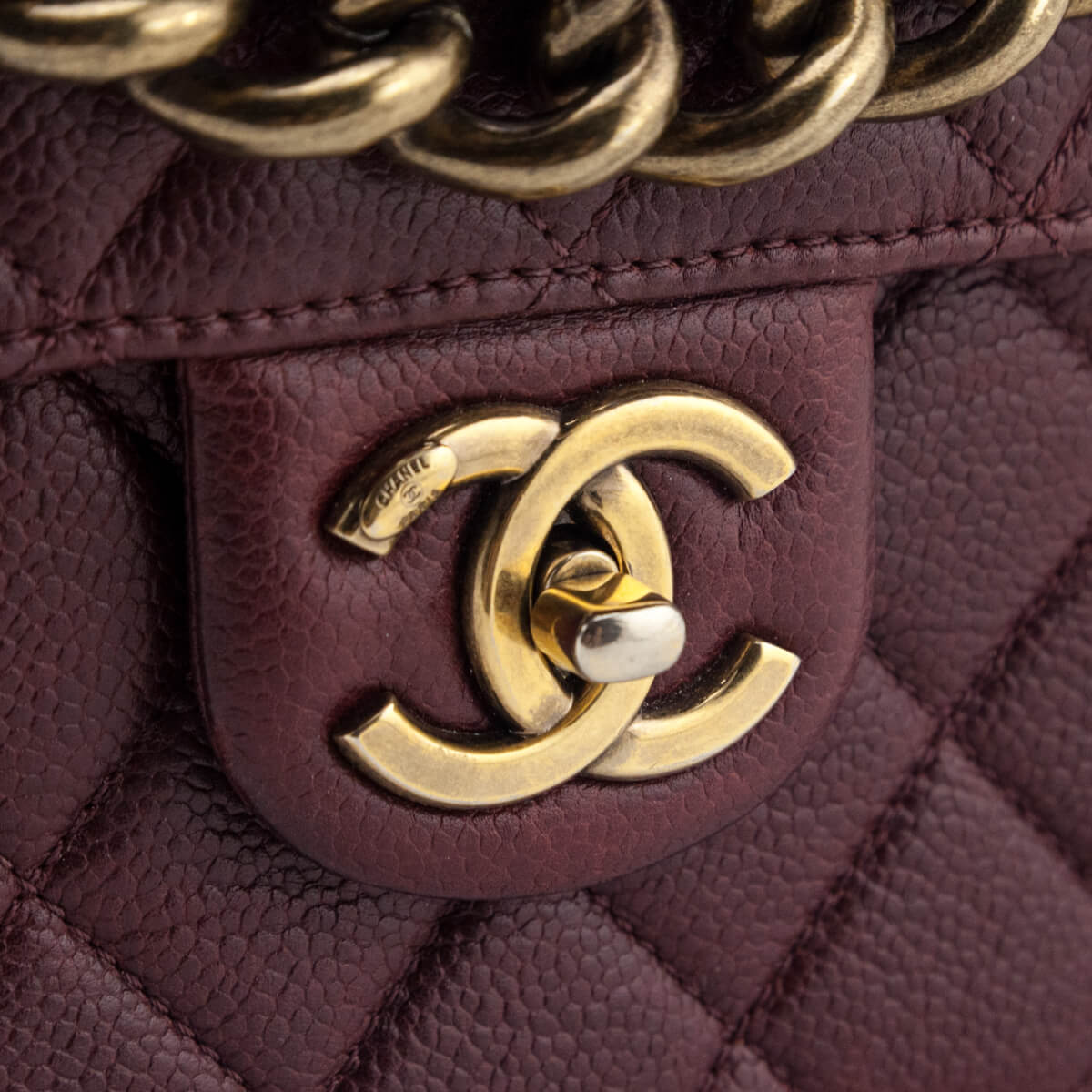 Chanel Burgundy Quilted Caviar Paris-Edinburgh Retro Class Flap Bag