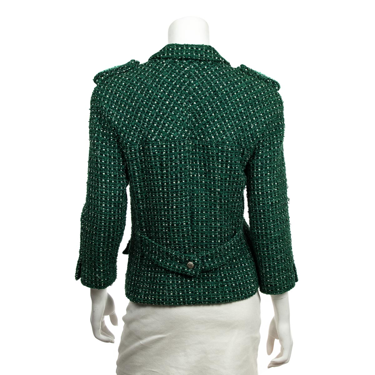 Chanel Green Tweed Jacket - Preloved Chanel Jackets Canada