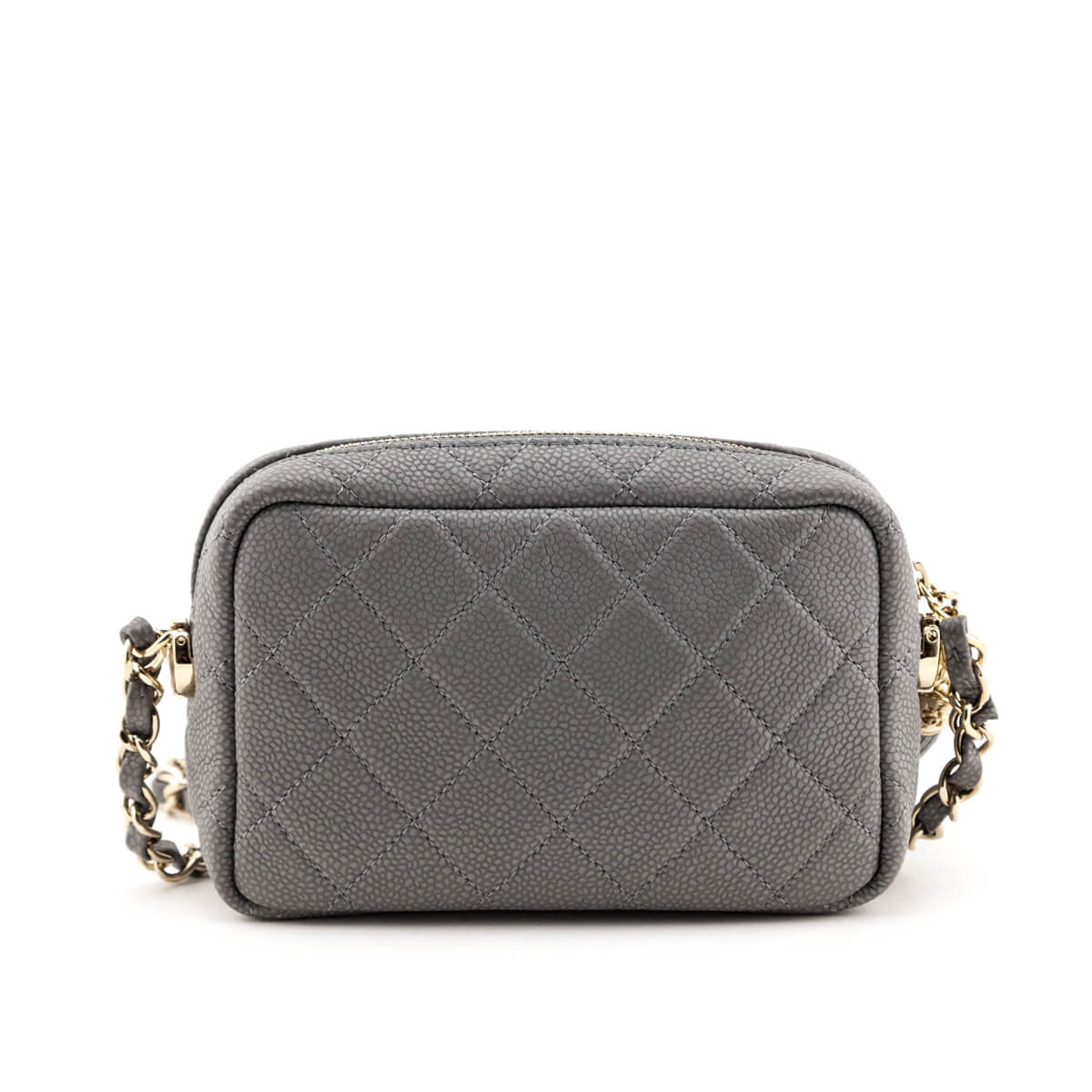 Chanel Gray Quilted Caviar Mini Coco Tassel Camera Bag