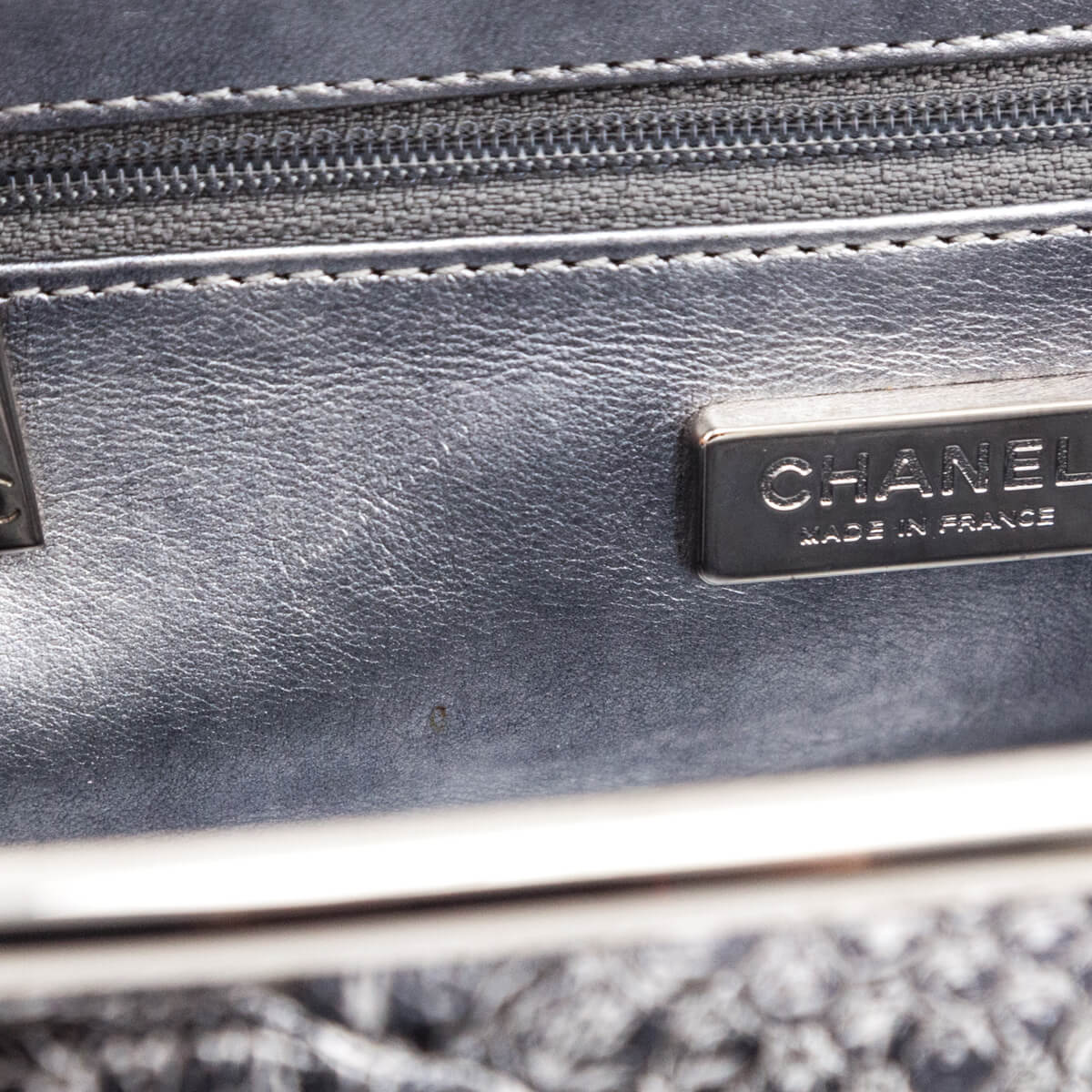 Chanel Metallic Dark Silver Python Timeless Clutch - Chanel Handbags