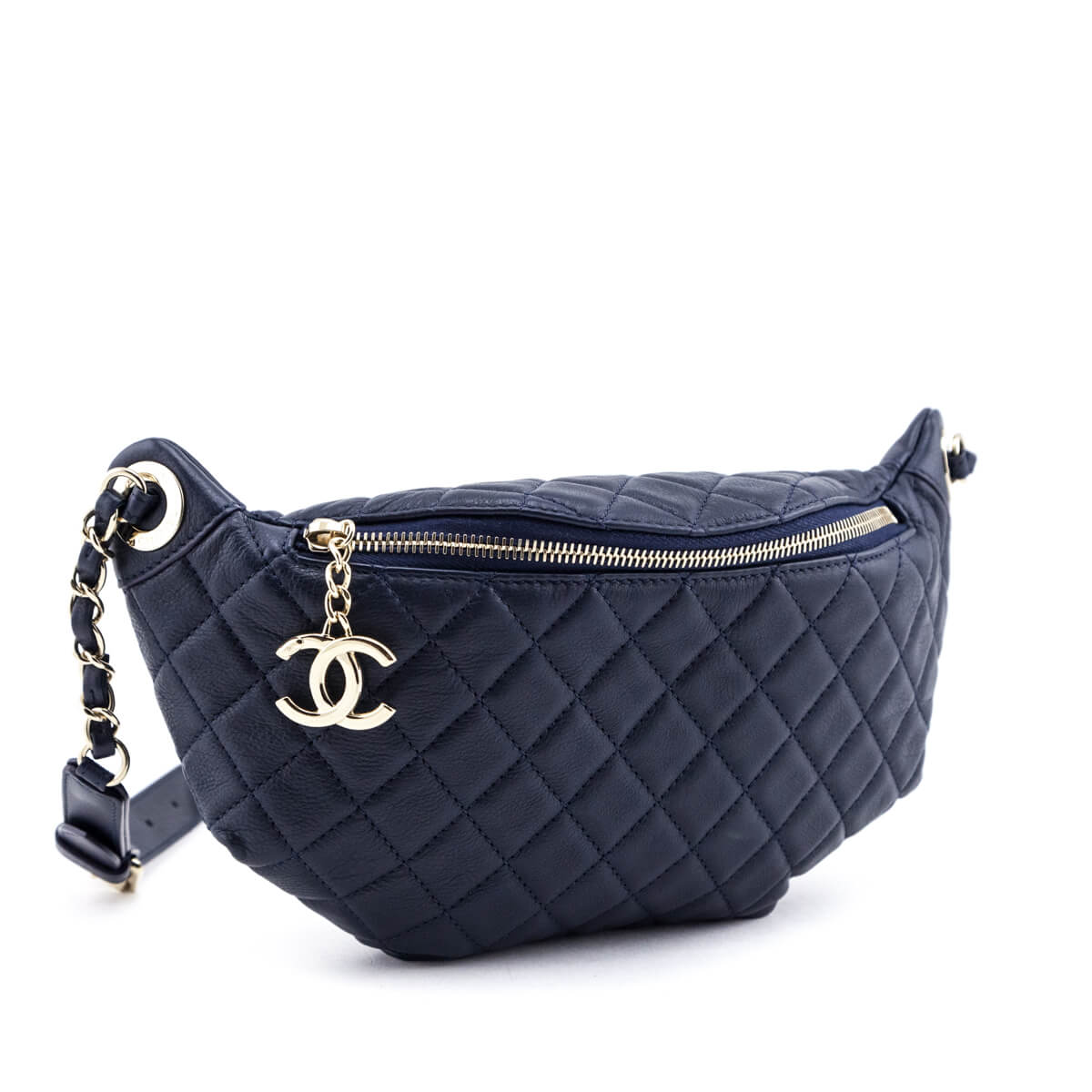 Chanel Navy Quilted Calfskin Banane Waist Bag - Shop Authentic Chanel