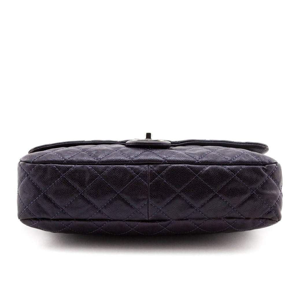 Chanel Purple Quilted Crumpled Caviar Jumbo Easy Flap RHW - Chanel CA