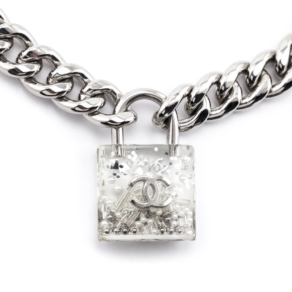 Chanel CC Lock  Key Pendant Necklace  SilverTone Metal Pendant Necklace  Necklaces  CHA134291  The RealReal