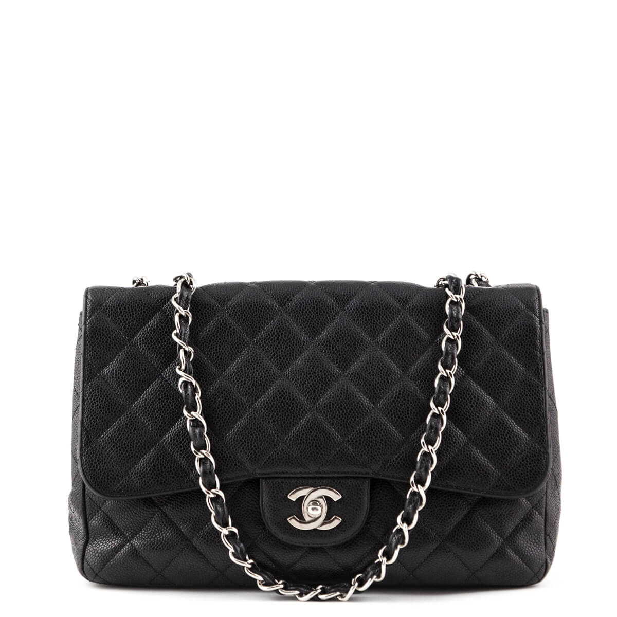 Chanel Black Caviar Single Flap Jumbo Bag - Luxury Handbags Canada