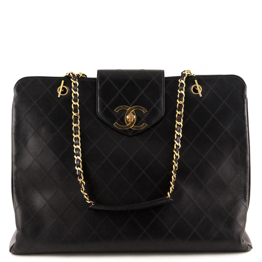 Chanel Black Lambskin Vintage Supermodel Tote - Preloved Bags