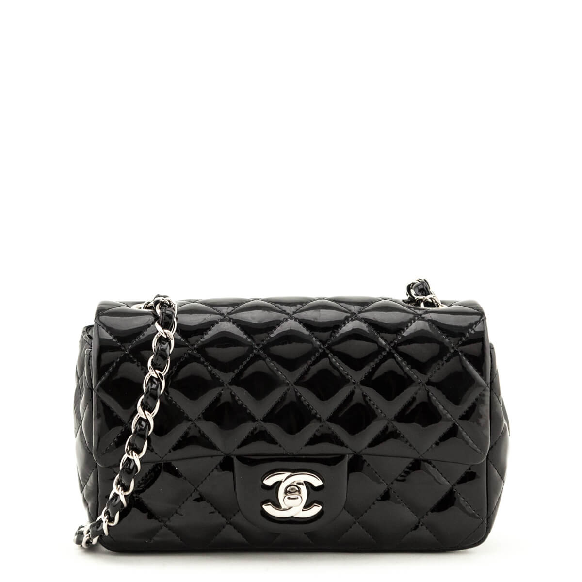 Chanel Black Patent Leather Quilted Mini Flap Bag SHW - Shop Chanel CA