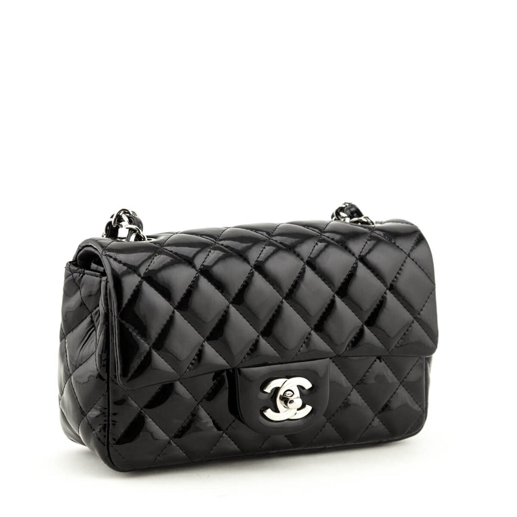 Chanel Black Patent Leather Quilted Mini Flap Bag SHW - Shop Chanel CA