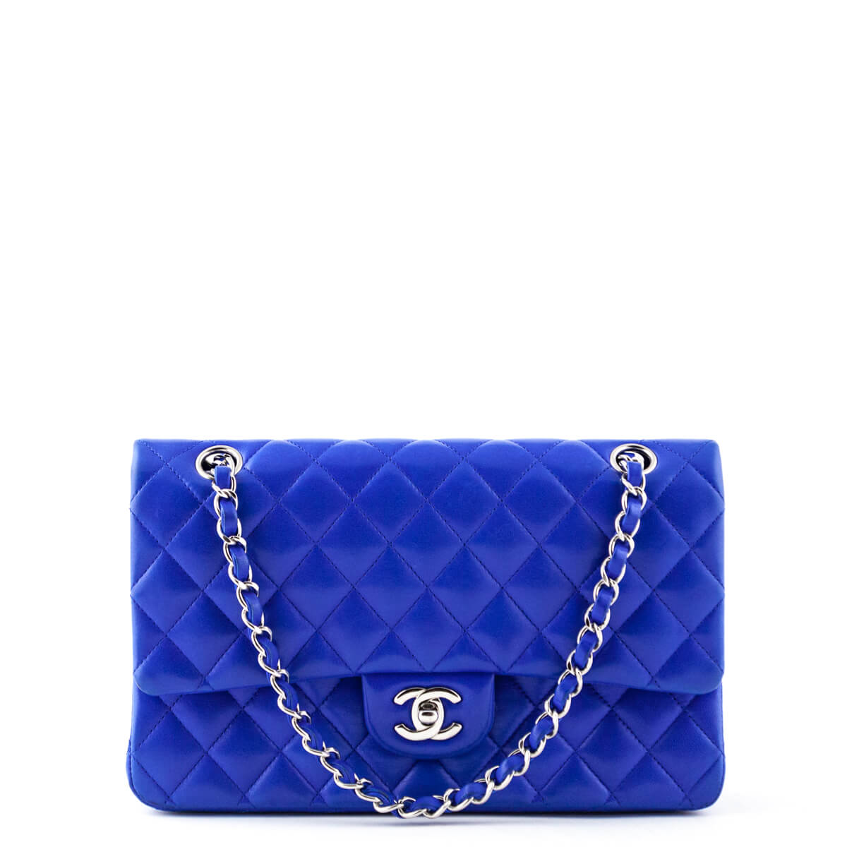 chanel classic blue bag