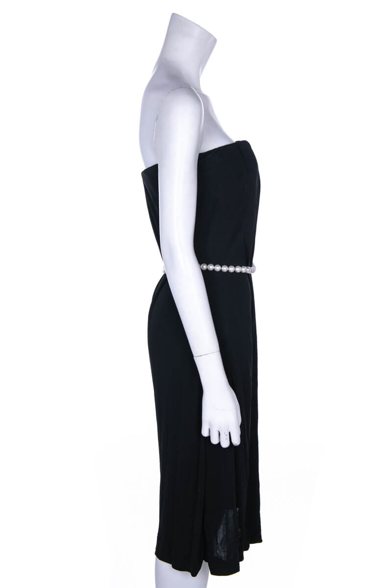 Chanel Black Stretch Pearl-Embellished Strapless Dress - Chanel CA