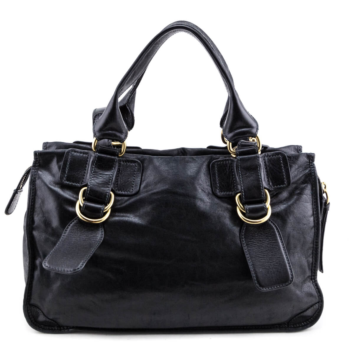 Chloe Black Leather Double Zip Pocket Handle Bag - Shop Chloe Handbags