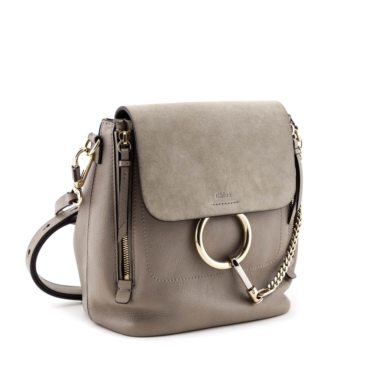 Chloe Motty Gray Suede & Calfskin Small Faye Backpack