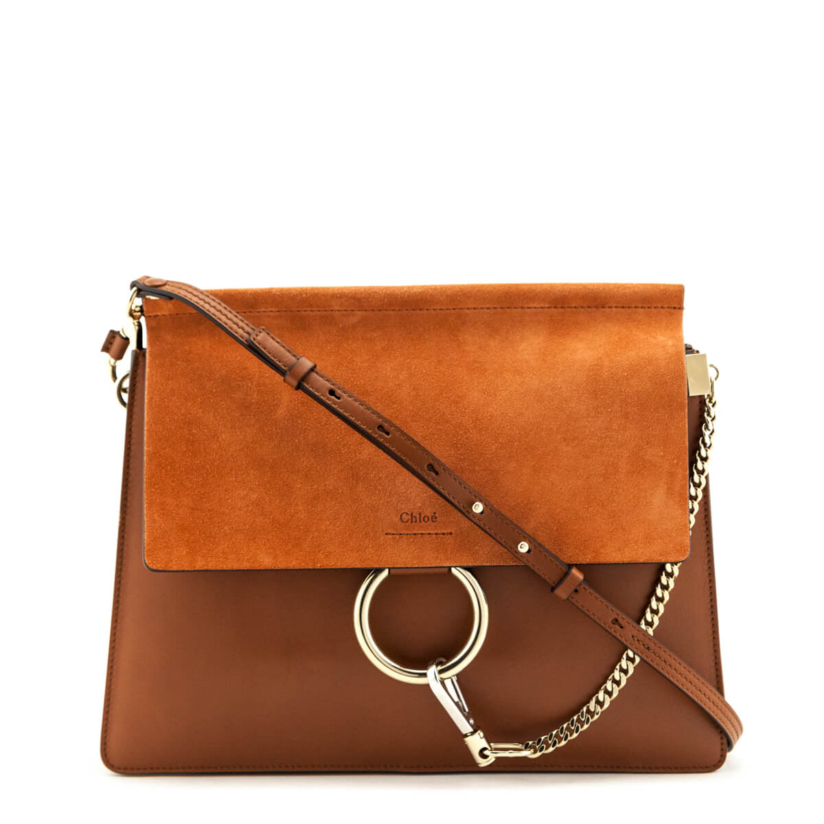 Chloe Tobacco Smooth & Suede Calfskin Medium Faye Shoulder Bag