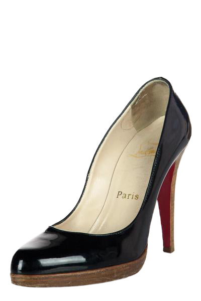 black patent leather platform pumps