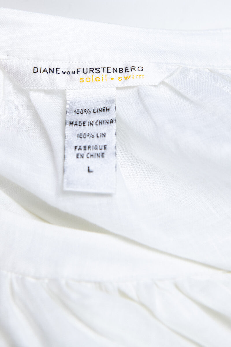Diane Von Furstenberg White Linen Kyle Dress Dvf Dresses Canada