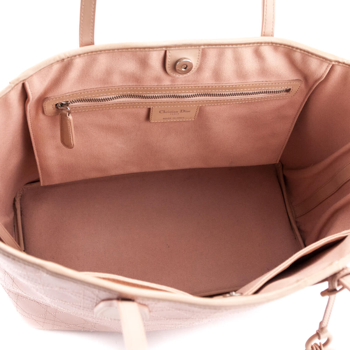 Dior Light Pink Stitched Cannage Panarea Tote - Preloved Dior Handbags