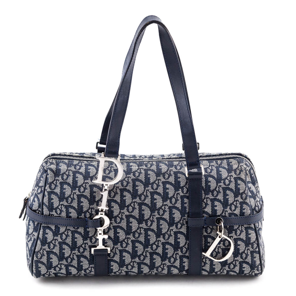 Dior Blue Diorissimo Canvas Charms Shoulder Bag - Shop Preloved Dior